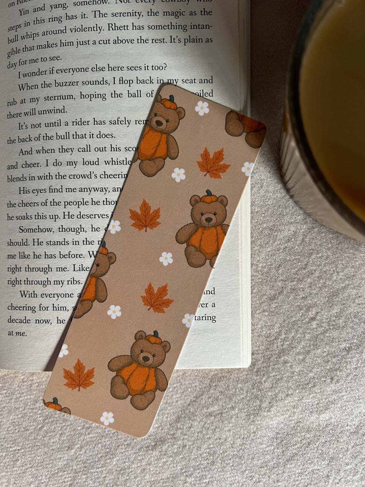 Autumn Pumpkin Bear Bookmark