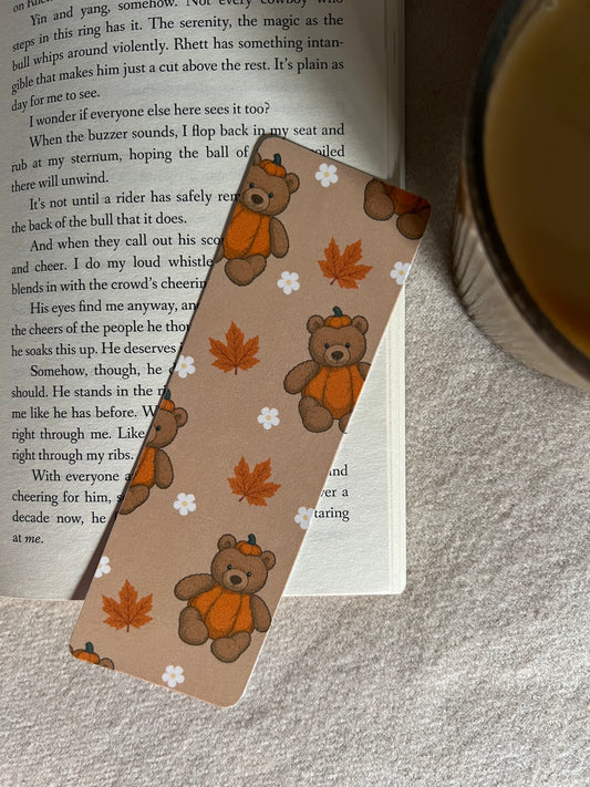 Autumn Pumpkin Bear Bookmark